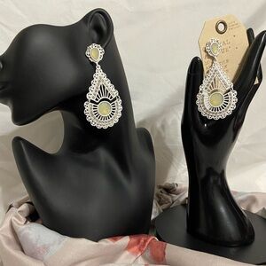 Crystal avenue tear drop earrings color white NWT